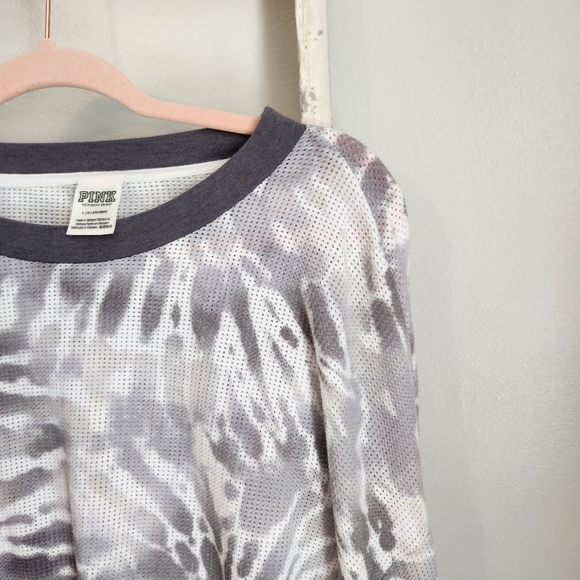 Victoria's Secret PINK Large gray tie dye mesh long sleeve top - Picture 3 of 5